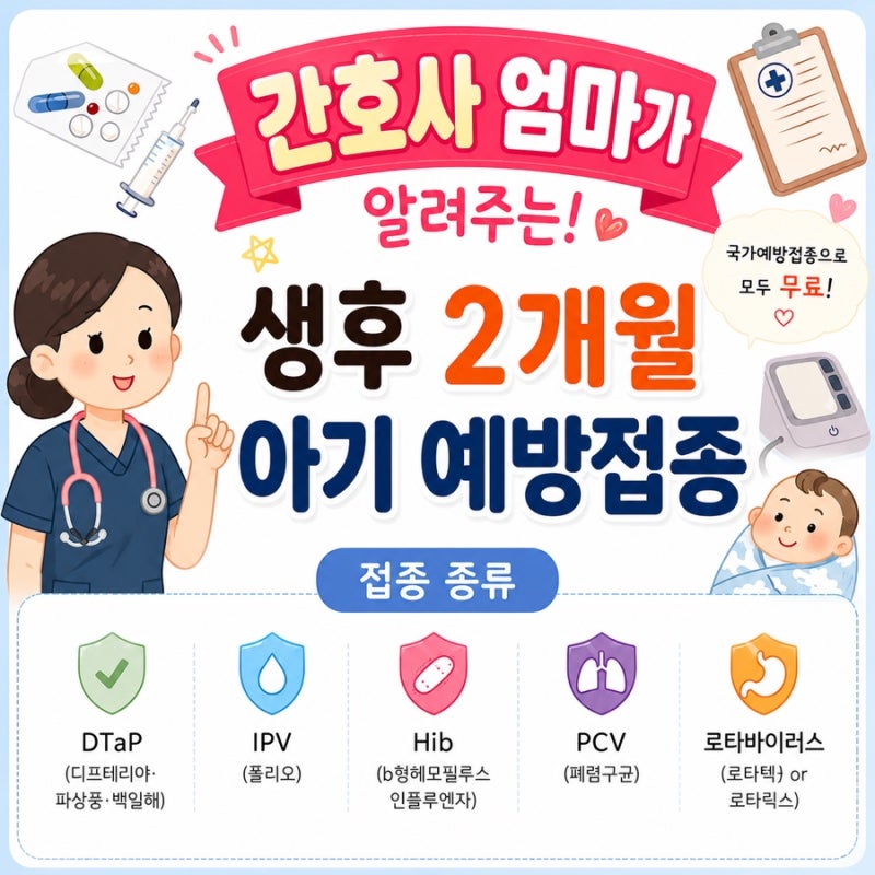 2개월 아기 예방접종｜헥사심 펜탁심 차이, 로타텍 로타릭스 차이 + 예방접종 후 발열 대처법