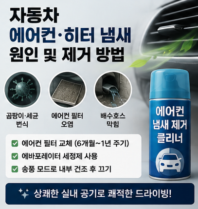 [꿀정보] 자동차 에어컨 냄새 원인부터 악취 완벽 제거법! 에바크리닝 및 필터 셀프 관리 팁