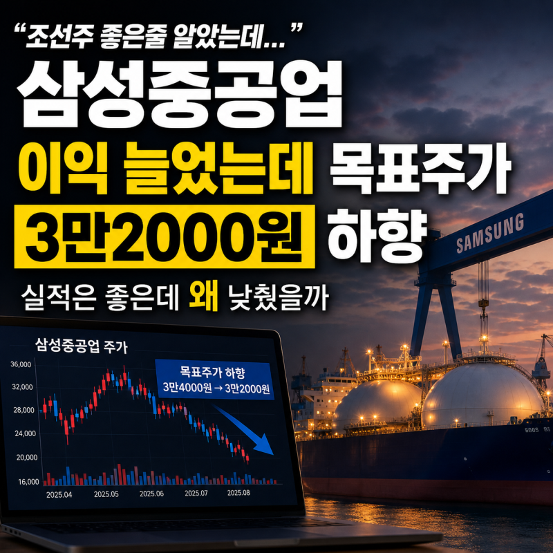 "조선주 좋은줄 알았는데..." 삼성중공업 이익 늘었는데 목표주가 3만2000원 하향, 실적은 좋은....