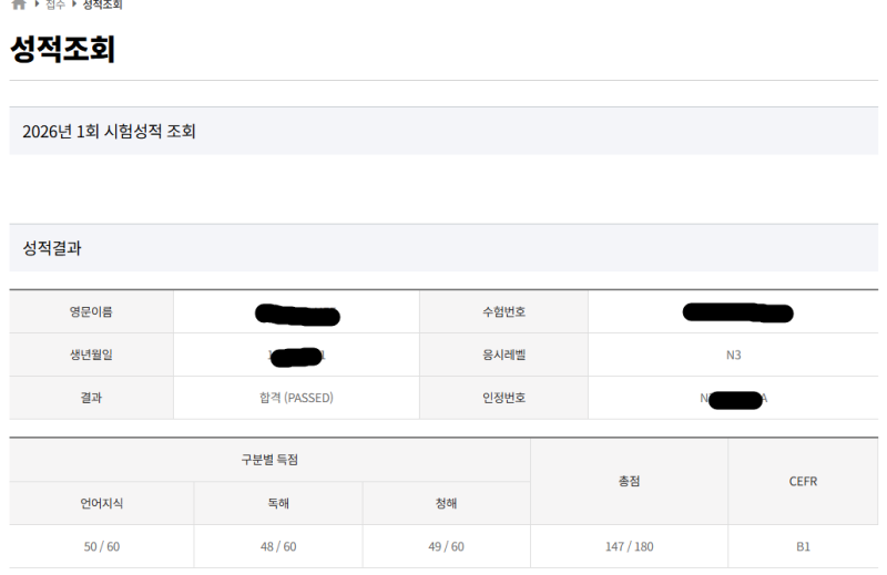 JLPT N3 독학 합격 후기｜합격 결과, 교재, 공부기간, 방법
