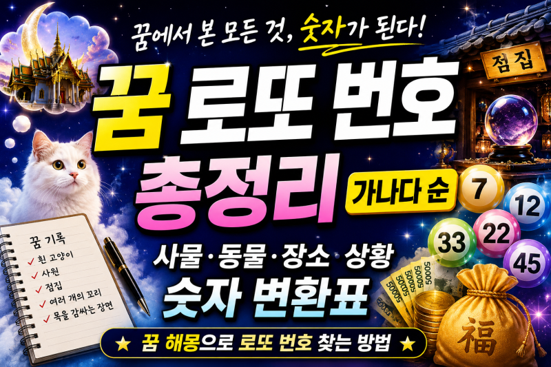 꿈에서 본 것이 로또 번호가 된다?꿈속 사물·동물·장소를 숫자로 바꾸는 꿈 로또 번호 총정....