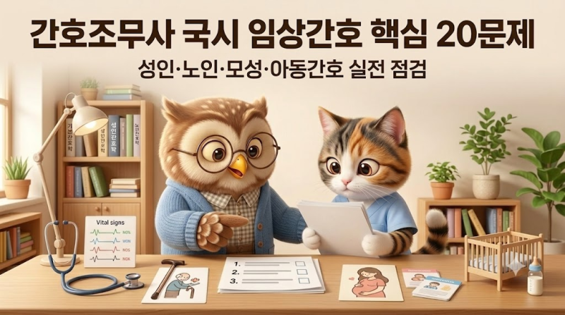 2026 하반기 간호조무사 국시 기출유형 3편｜성인·노인·모성·아동간호 핵심 20문제