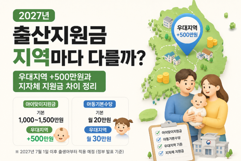 2027년 출산지원금 지역마다 다를까? 우대지역 +500만원 예정·지자체 지원금 차이