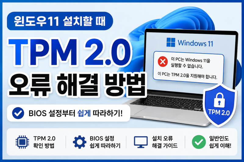 윈도우11 설치할 때 TPM 2.0 오류 해결 방법