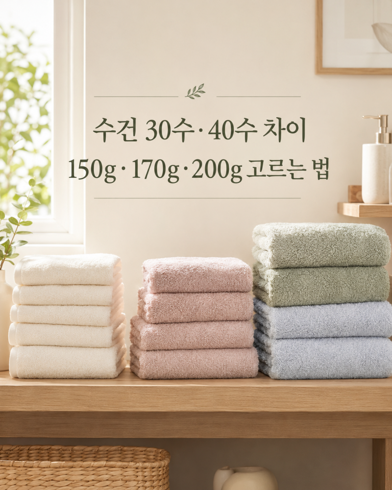 수건 30수·40수 차이｜150g·170g·200g 호텔수건 고르는 법