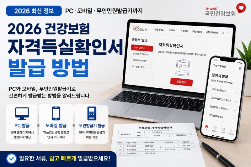 건강보험 자격득실확인서 발급 방법(PC·모바일·무인민원발급기)