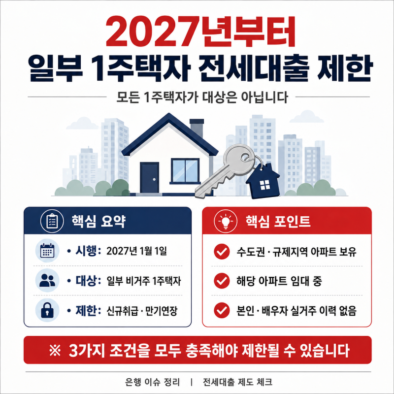 2027년부터 일부 1주택자도 전세대출 제한됩니다