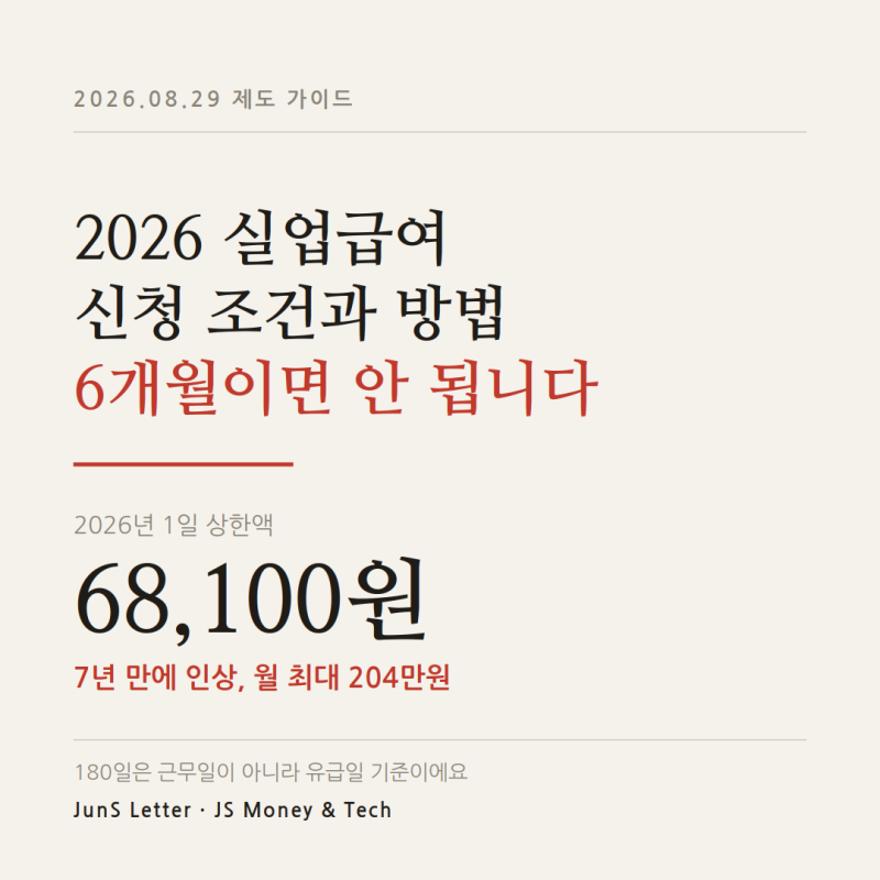 2026 실업급여 신청방법과 조건, 6개월 다녀도 안 되는 이유