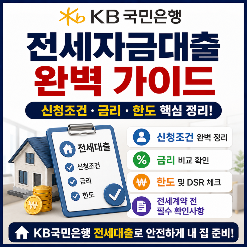 KB국민은행 주택전세자금대출 신청조건·금리·한도, 전세계약 전 반드시 확인해야 할 핵심 ....