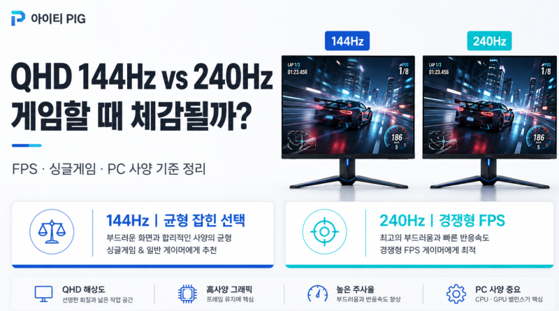 QHD 144Hz vs 240Hz 차이, 게임할 때 체감될까?