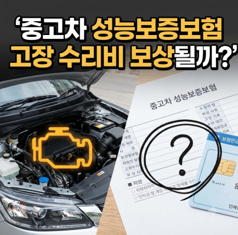 중고차 성능보증보험 청구 방법과 수리비, 엔진·미션 고장도 보상될까?