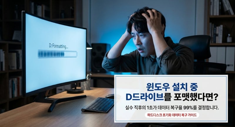 윈도우 재설치 중 D드라이브 포맷했다면, 대전 초기화 하드디스크 데이터복구 방법과 비용 ....