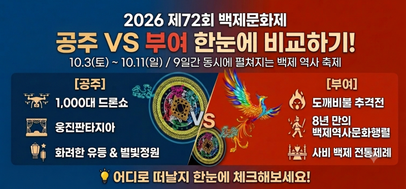 2026 백제문화제, 공주 vs 부여 어디로 갈까?｜라인업·개·폐막식·프로그램·주차장