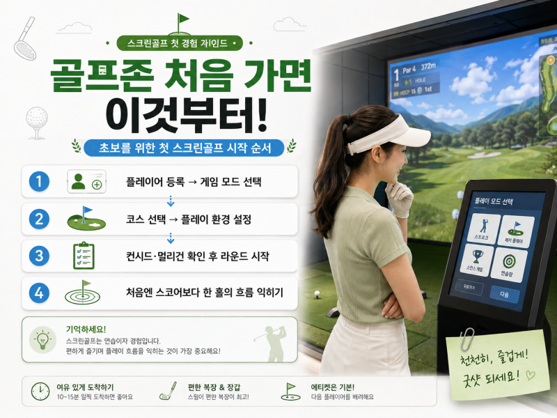골프존 처음 가면 이것부터! 스크린골프 난이도·퍼팅·컨시드·멀리건·코스 선택 총정리