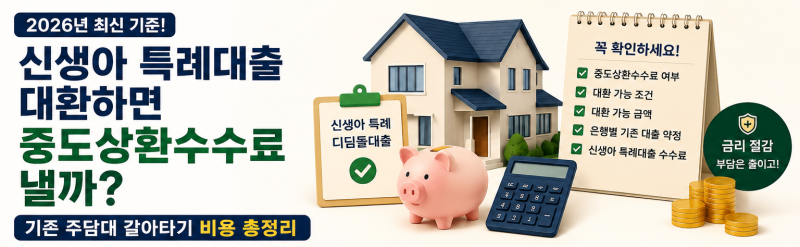 신생아 특례대출 대환하면 중도상환수수료 낼까? 기존 주담대 갈아타기 비용 총정리