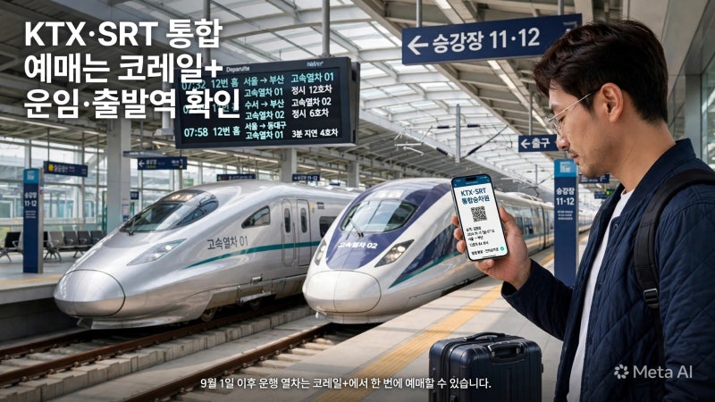 9월 1일부터 KTX·SRT 통합｜코레일+ 예매·운임 10%·회원전환 총정리