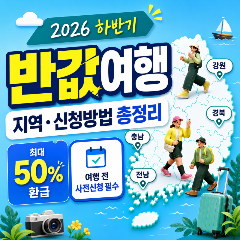 2026 하반기 반값여행 지역 총정리, 여행비 50% 환급 신청방법 지원금