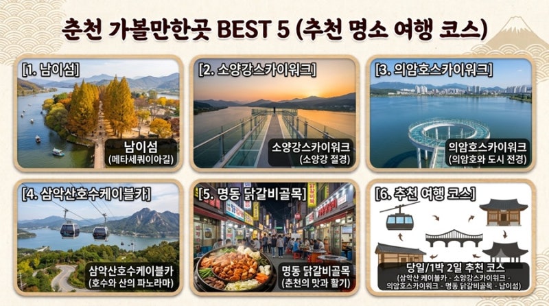 강원도 춘천 가볼만한곳 총정리 | 남이섬부터 소양강스카이워크까지