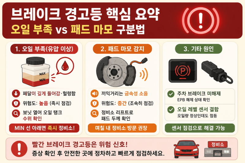 브레이크 경고등 원인 2가지 구분법: 오일 부족 vs 패드 마모 수리비 총정리