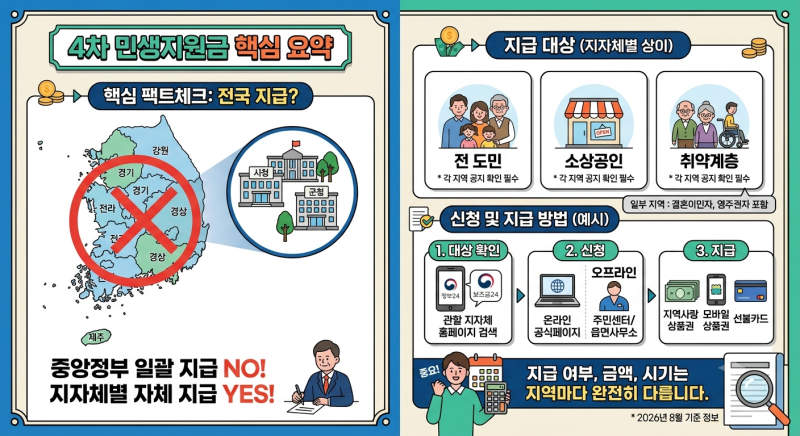 [2026 최신] 4차 민생지원금 총정리｜전국 지급 아닙니다