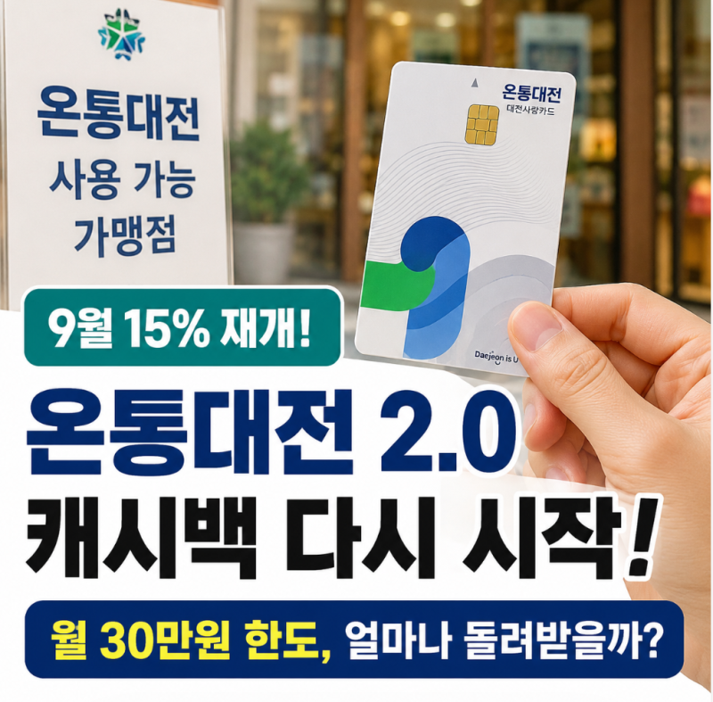 온통대전 캐시백 9월 15% 재개, 월 30만원 한도