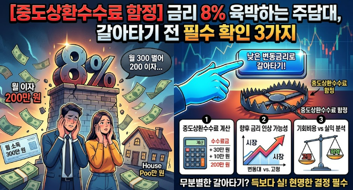 [중도상환수수료 함정] 금리 8% 육박하는 주담대, 갈아타기 전 필수 확인 3가지
