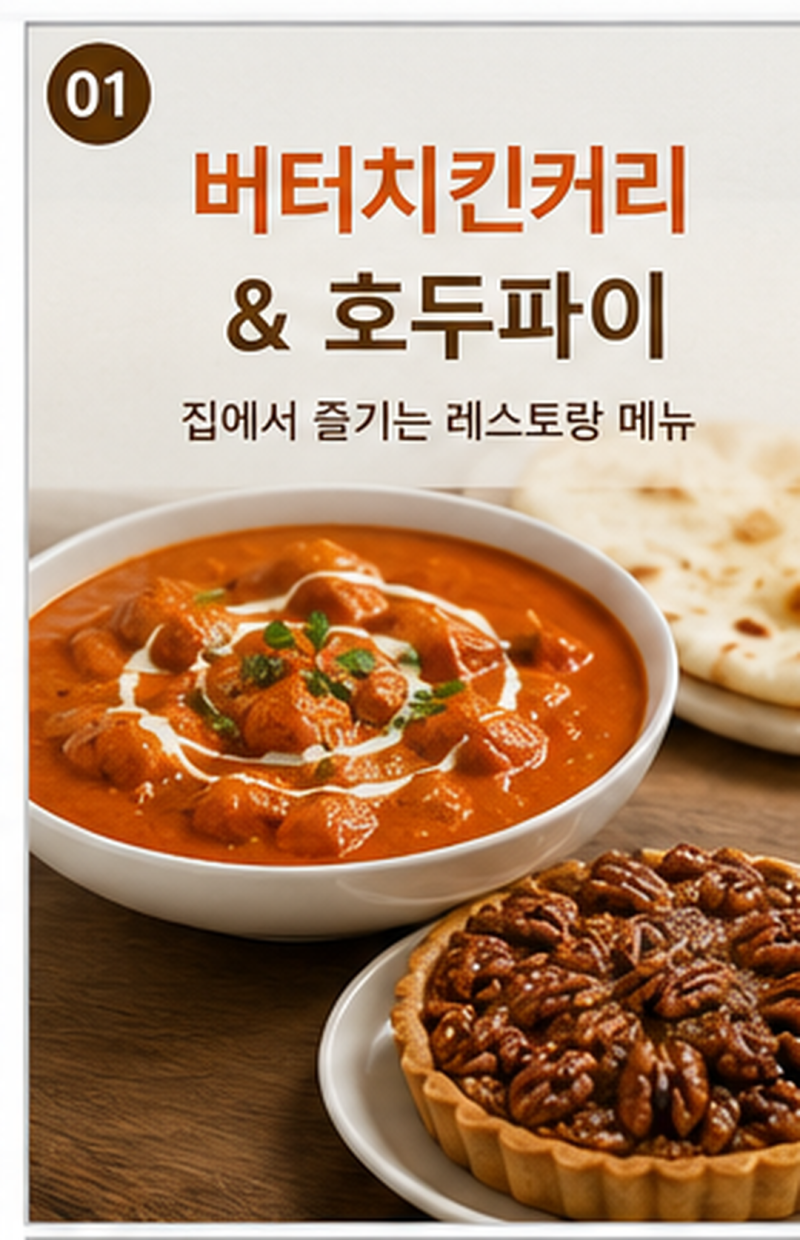 버터치킨커리 레시피 & 호두파이 만드는 법｜집에서 만드는 근사한 홈레스토랑 메뉴