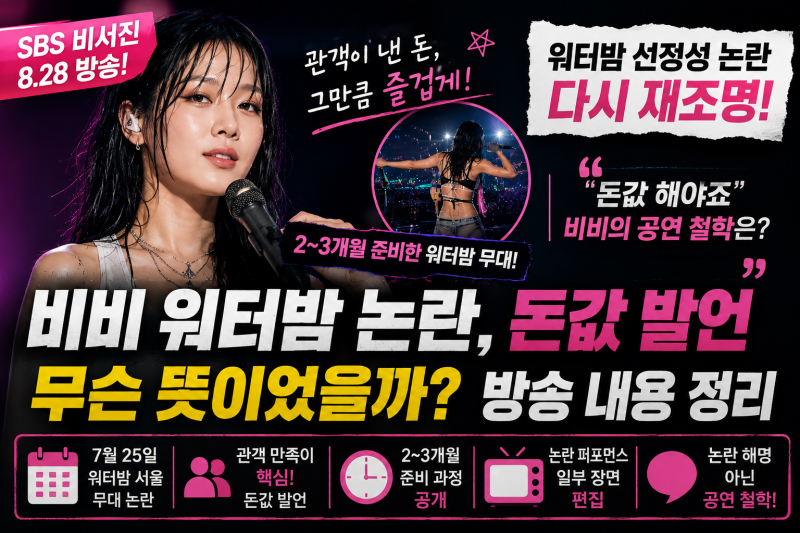 '돈값' 비비 워터밤 다시 화제, 비서진에서 발언 정리