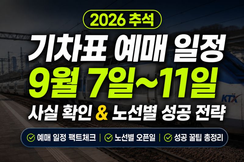 2026 추석 기차표 코레일 예매 KTX SRT 새마을 우등 총정리(+예매일 결제일 방법 성공전략)