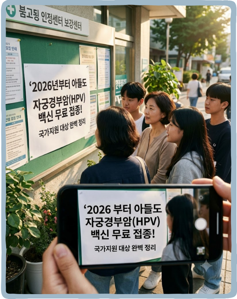 2026년부터 아들도 무료라고요? 자궁경부암예방접종 국가지원 대상 완벽 정리