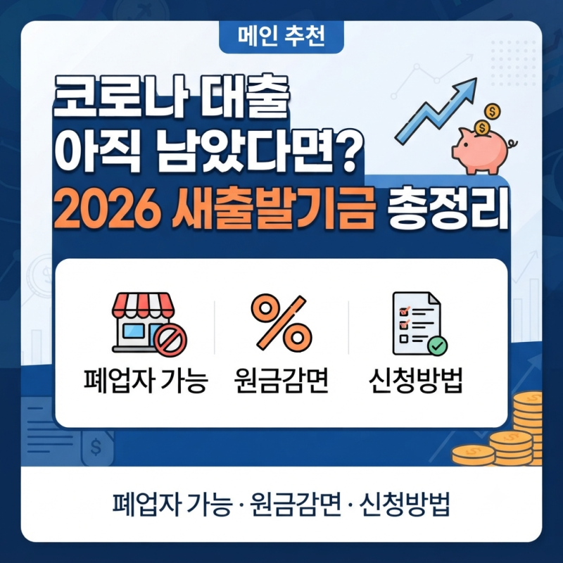 코로나 대출 갚기 힘들다면｜2026 새출발기금 조건과 원금 최대 90% 감면