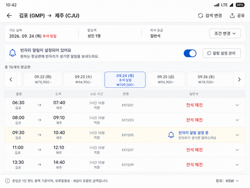 How to Grab Remaining Seats When Jeju Island Plane Tickets are Sold Out for Chuseok (Practical Guide for Regional Airports and Canceled Tickets)