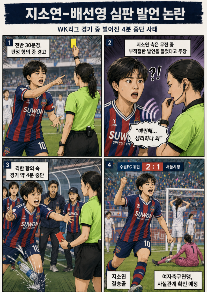 지소연 선수 향한 배선영 심판 성희롱성 발언 논란…무슨 일이 있었나