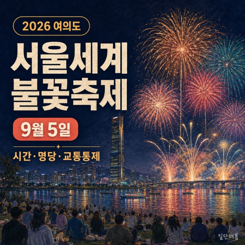2026 서울세계불꽃축제 총정리｜9월 5일 불꽃쇼 시간·명당·교통통제·노들섬 유료석, 전야제....
