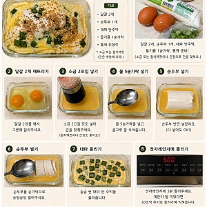 순두부계란찜 다이어트 레시피｜전자레인지로 만드는 초간단 5분컷 무탄수식 레시피