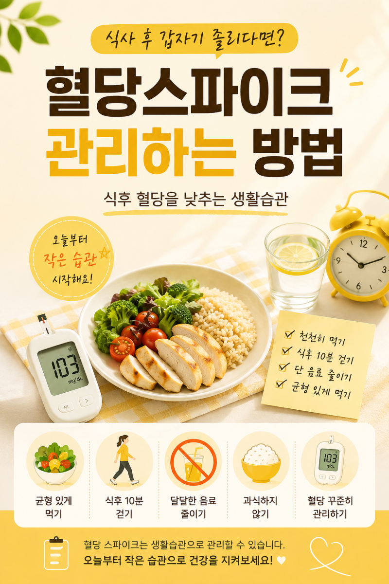 혈당스파이크 관리하는 방법? 식후 혈당을 낮추는 생활습관