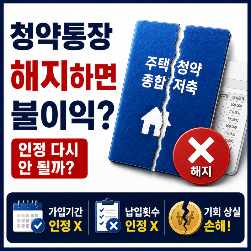 주택청약종합저축 통장을 중도에 해지하면 과연 어떤 치명적인 불이익이 생길까? : 가입기간....