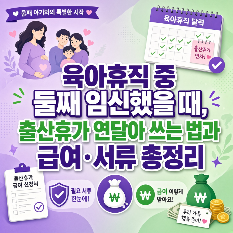 육아휴직 중 둘째 임신했을 때, 출산휴가 연달아 쓰는 법과 급여·서류 총정리