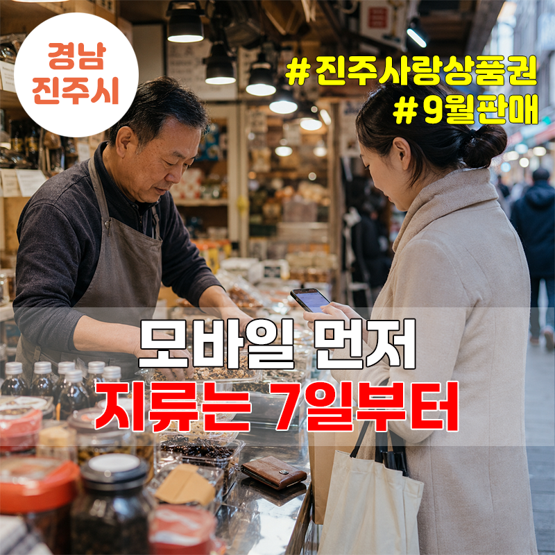 진주사랑상품권 150억, 모바일 1일·지류 7일 놓치지 마세요