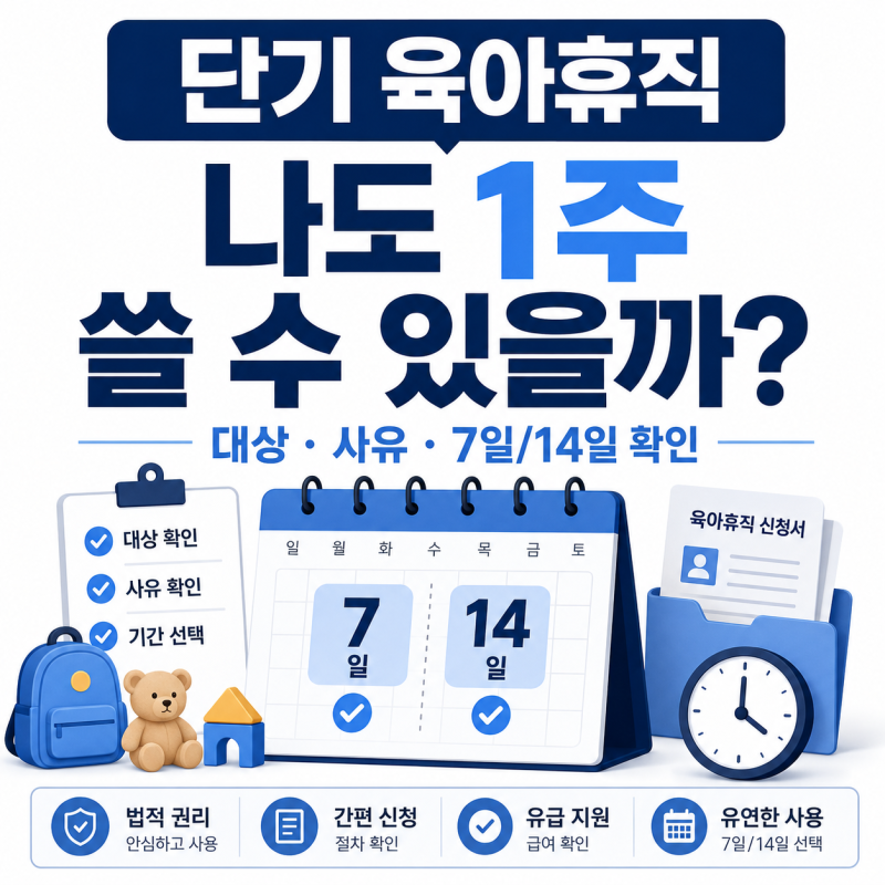 단기 육아휴직, 누구나 1주 쓸 수 있나? 대상·사유부터 확인하세요