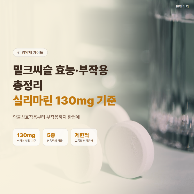 밀크씨슬 효능·부작용 총정리, 실리마린 130mg 기준과 약물상호작용