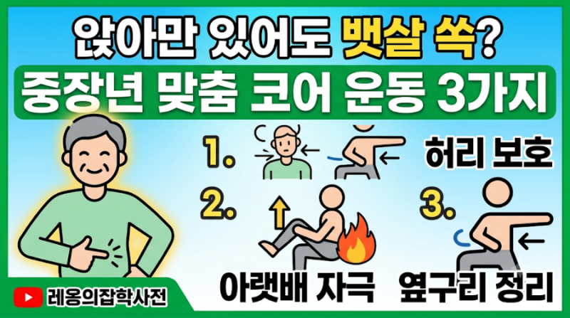 윗몸일으키기 하지 마세요! 관절 지키며 뱃살 빼는 의자 운동 3가지