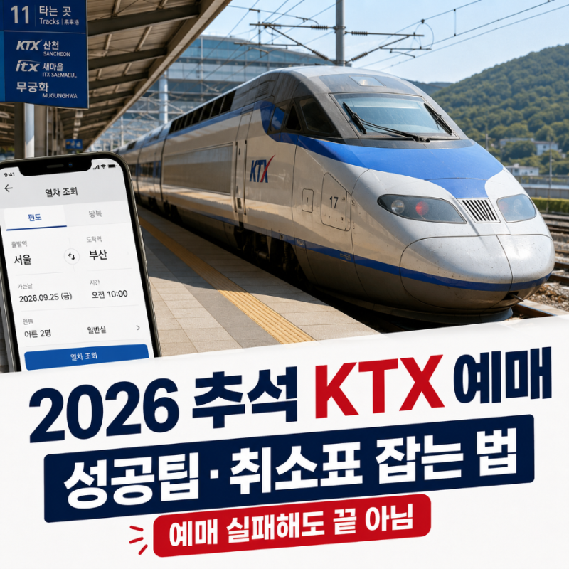 [2026 추석 KTX 예매 일정] 성공팁부터 취소표 잡는 법, 타이밍