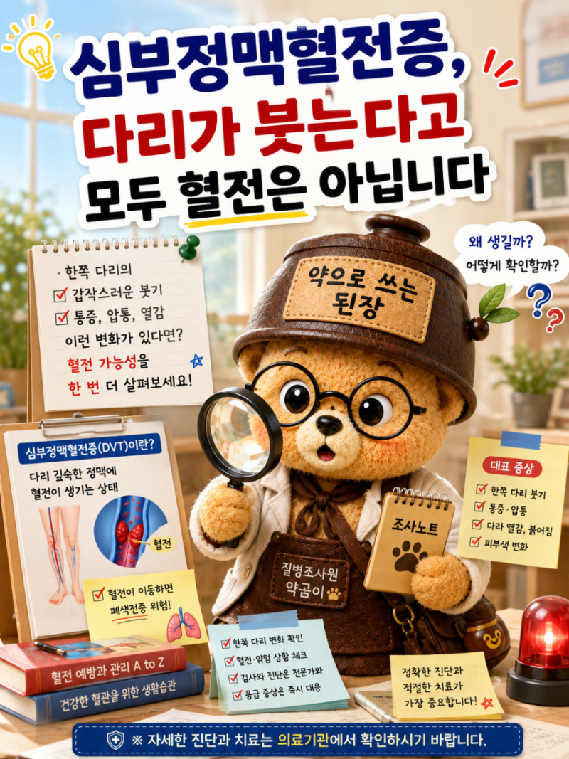 심부정맥혈전증, 다리가 붓는다고 모두 혈전은 아닙니다
