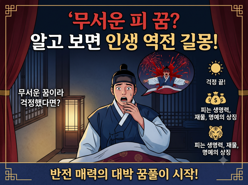 무서운 피 범벅이 되는 꿈 해몽 알고 보면 인생 역전 길몽!
