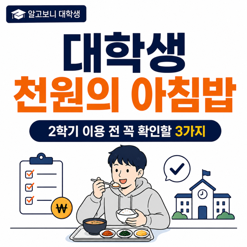 대학생 천원의 아침밥 | 2학기 이용 전 꼭 확인할 3가지