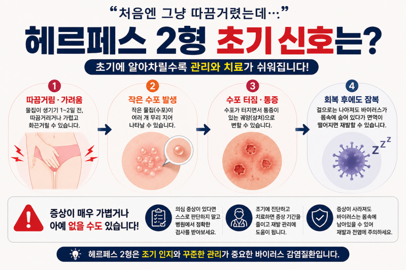 처음엔 그냥 따끔거렸는데 놓치기 쉬운 헤르페스 2형 증상 5가지