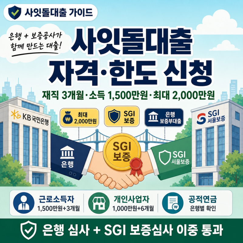 사잇돌대출 자격조건｜소득·재직기간·한도 신청방법 총정리