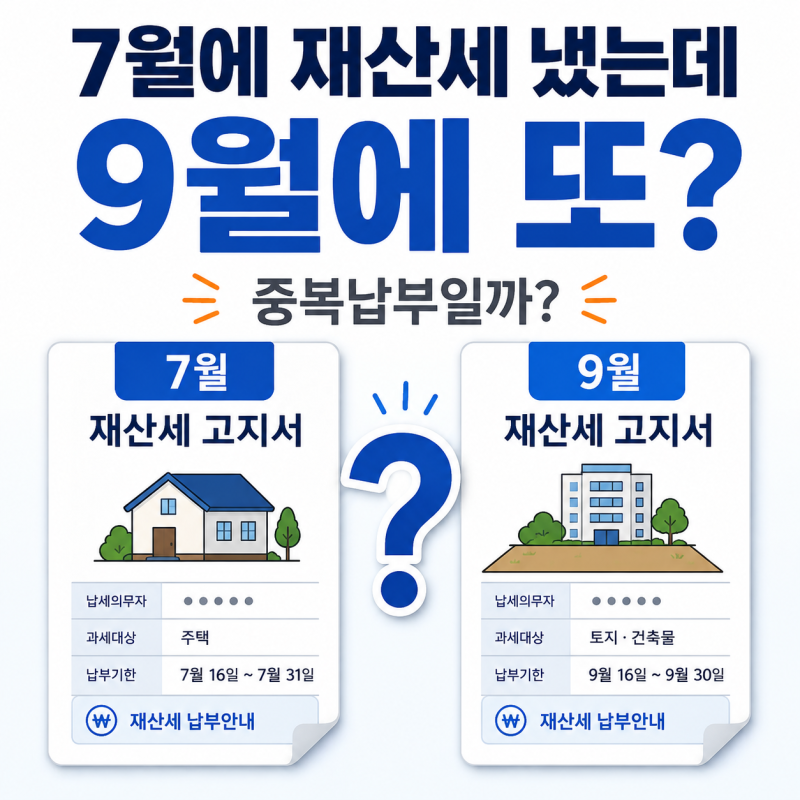 재산세 7월에 냈는데 9월에 왜 또 나오나요? 7월·9월 차이