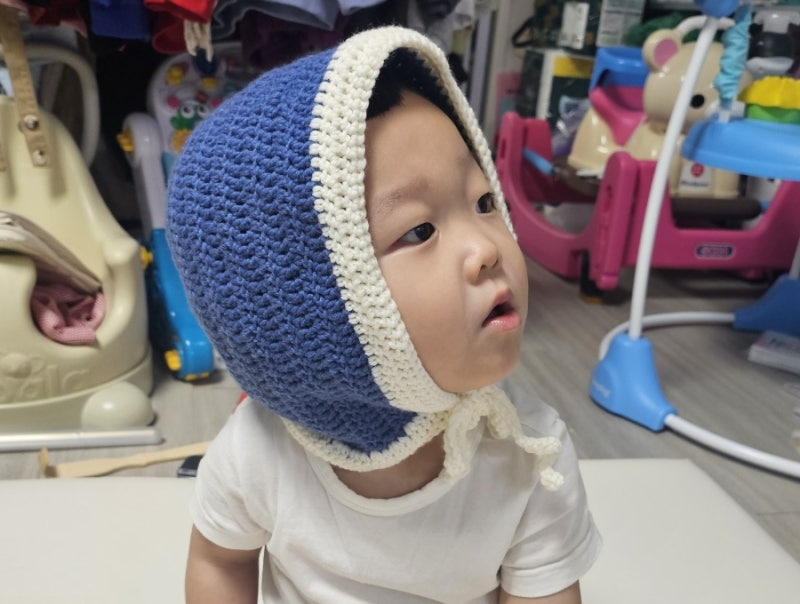 [뜨개기록] 도안없이 만든 아기 보넷! 내 맘대로 룰루